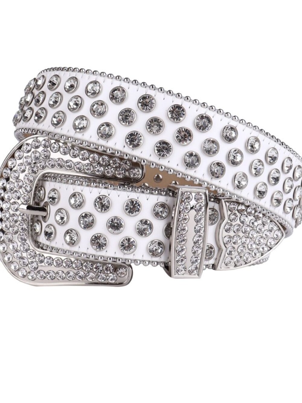 Rhinestone Belt–SUN030–Orange Belt, Multi-Colored Rhinestones & Silver Studs